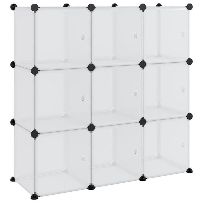 Storage Cube Organiser With 9 Cubes And Doors Transparent Pp Tabppi