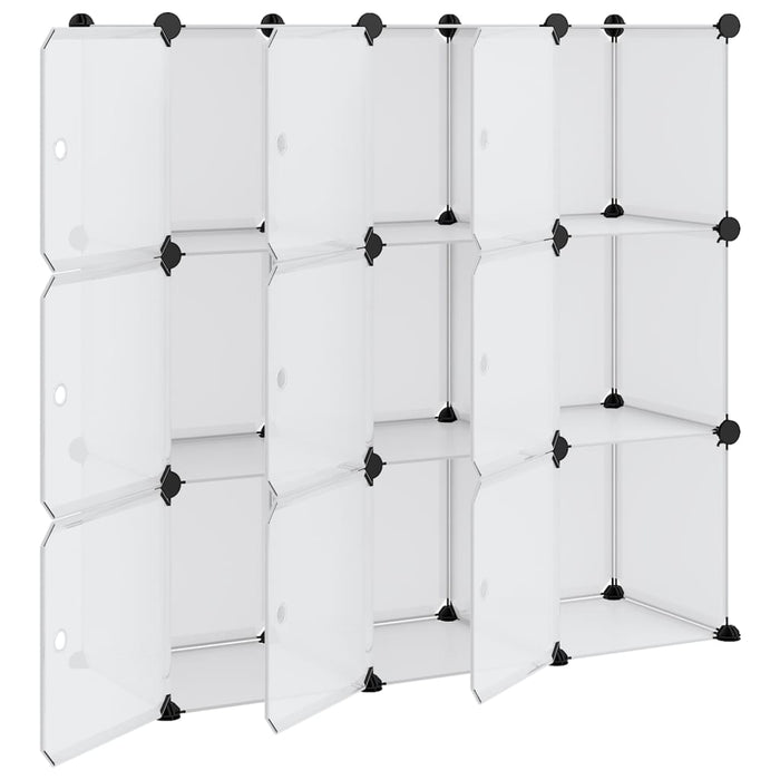 Storage Cube Organiser With 9 Cubes And Doors Transparent Pp Tabppi