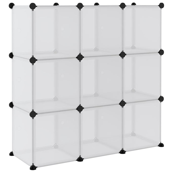 Storage Cube Organiser With 9 Cubes And Doors Transparent Pp Tabppi