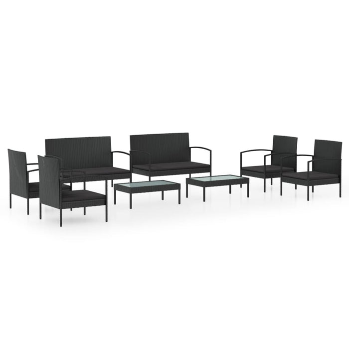 8 Piece Garden Lounge Set With Cushions Poly Rattan Black Tbkpklo