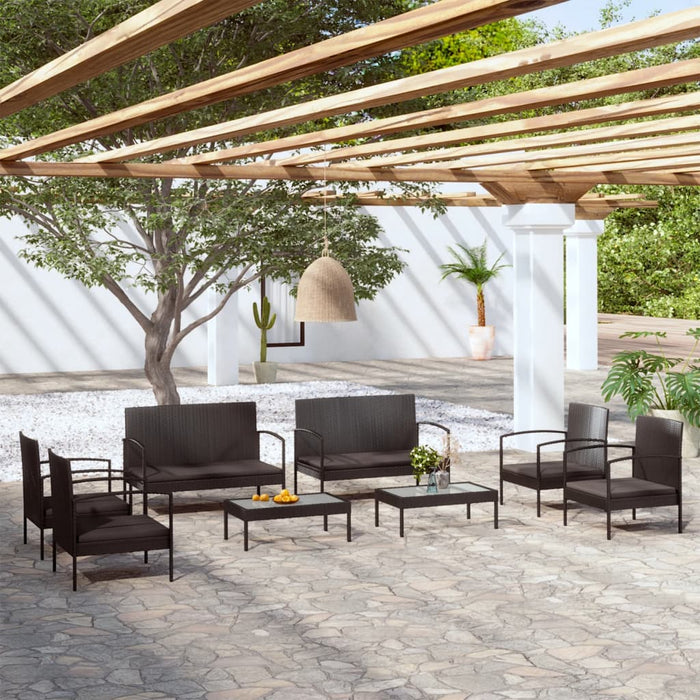 8 Piece Garden Lounge Set With Cushions Poly Rattan Black Tbkpklo