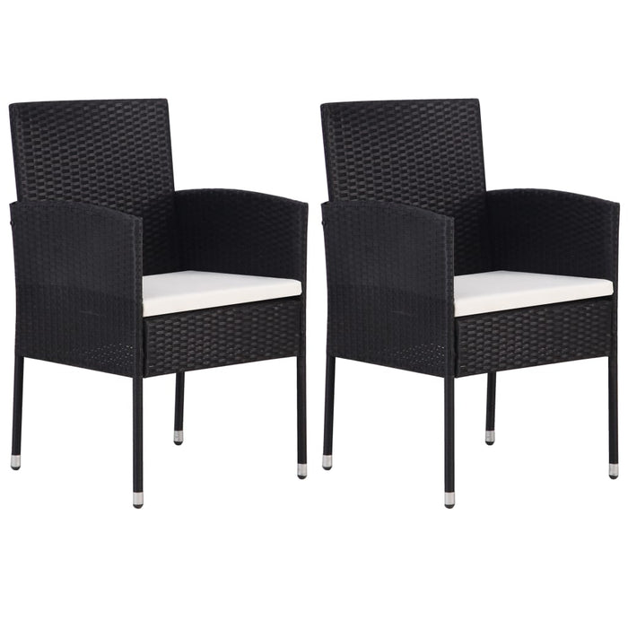 Garden Chairs With Cream White Cushions 2 Pcs Black Poly Rattan Toniba
