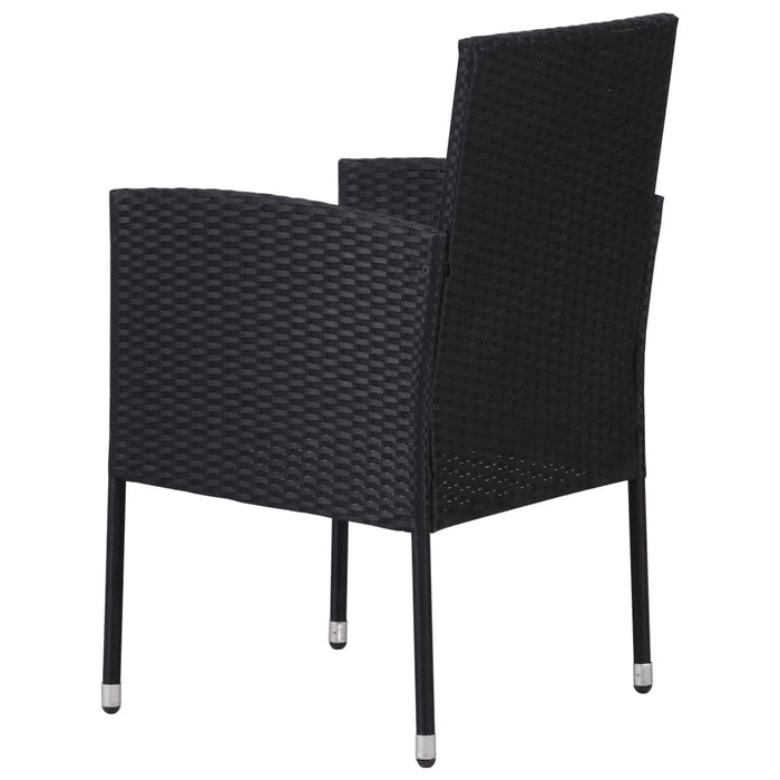 Garden Chairs With Cream White Cushions 2 Pcs Black Poly Rattan Toniba