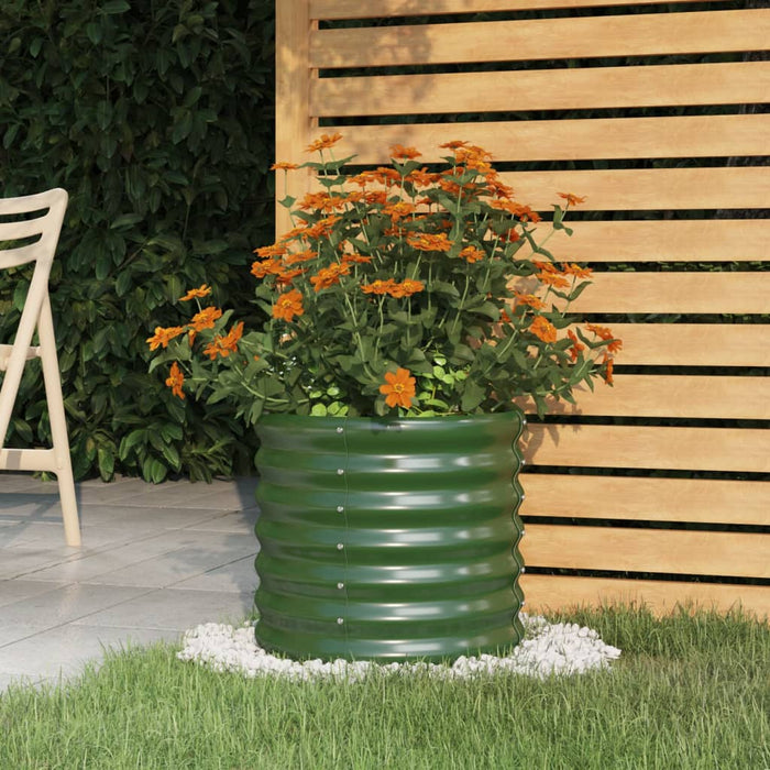 Garden Planter Powder-Coated Steel 40X40X36 Cm Green Tonnat