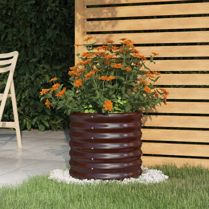 Garden Planter Galvanised Steel 40X40X36 Cm Brown Tonnap