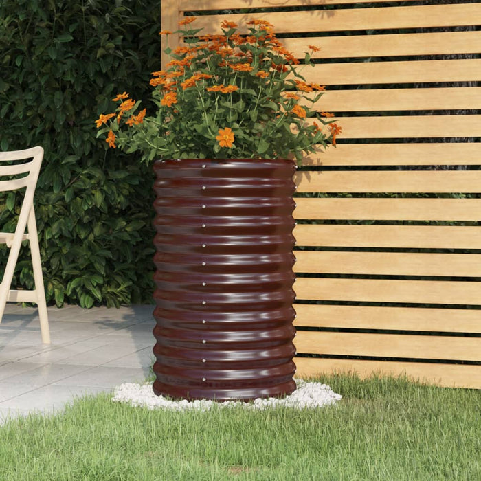 Garden Planter Galvanised Steel 40X40X68 Cm Brown Tonnpb