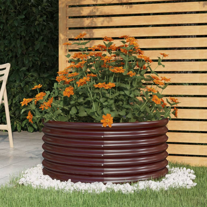 Garden Planter Galvanised Steel 80X80X36 Cm Brown Tonnpp
