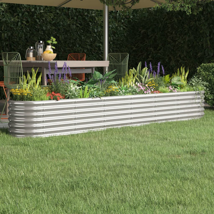Garden Raised Bed Galvanised Steel 260X40X36 Cm Silver Tonnnx