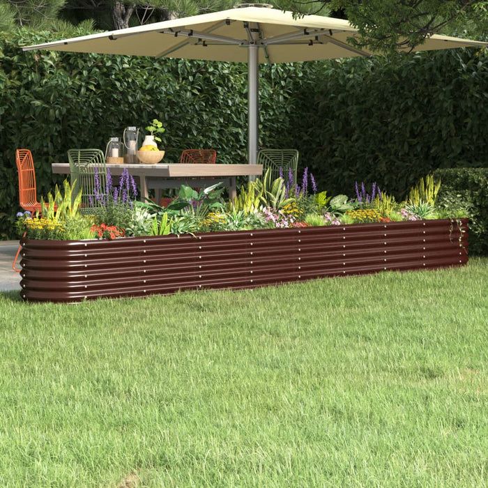 Garden Raised Bed Galvanised Steel 332X40X36 Cm Brown Tonnnp