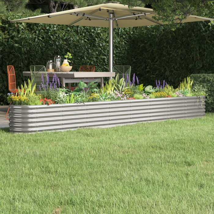 Garden Raised Bed Galvanised Steel 332X40X36 Cm Silver Tonnni