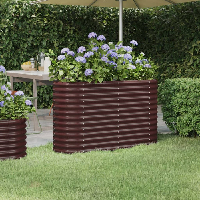 Garden Raised Bed Galvanised Steel 114X40X68 Cm Brown Tonnkb
