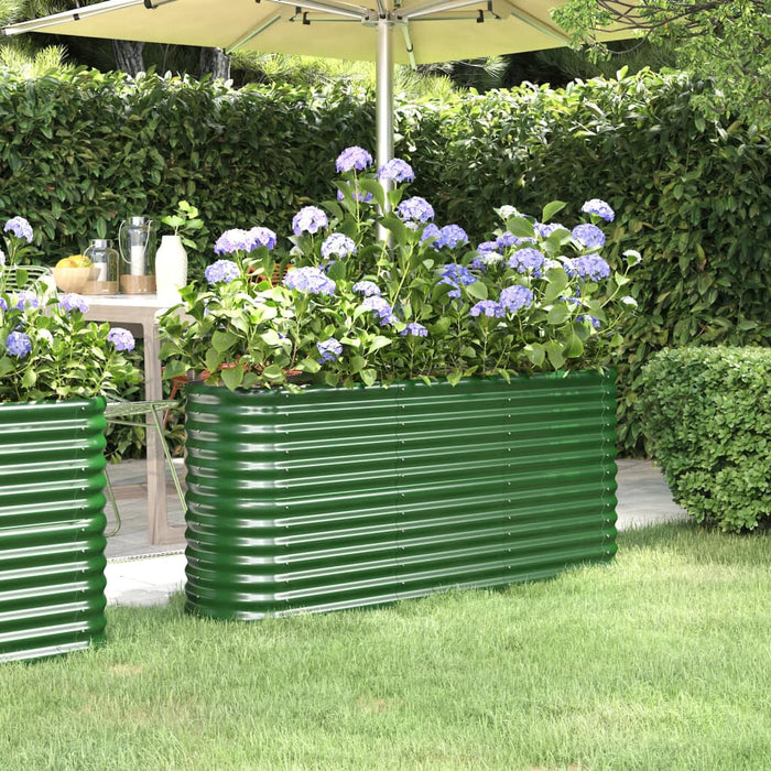 Garden Raised Bed Galvanised Steel 152X40X68 Cm Green Tonnkt