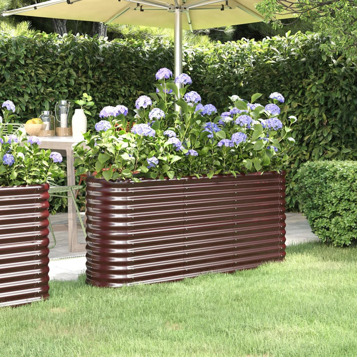 Garden Raised Bed Galvanised Steel 152X40X68 Cm Brown Tonnkp