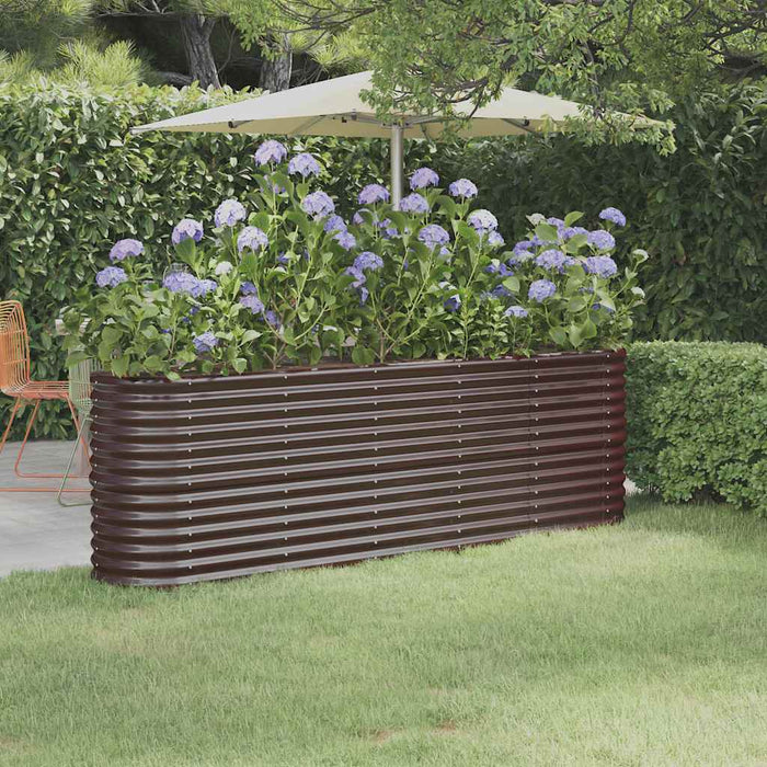 Garden Raised Bed Galvanised Steel 224X40X68 Cm Brown Tonkbb