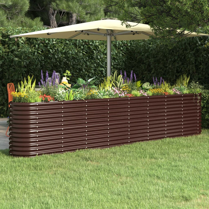 Garden Raised Bed Galvanised Steel 332X40X68 Cm Brown Tonkob