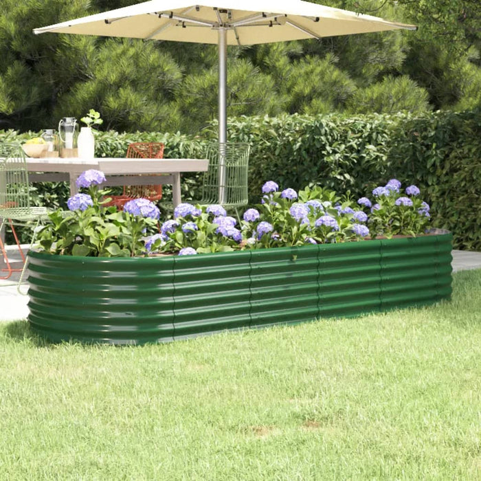 Garden Raised Bed Galvanised Steel 224X80X36 Cm Green Tonkon