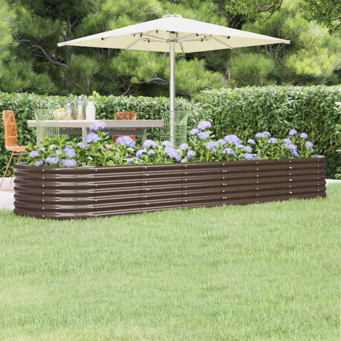 Garden Raised Bed Galvanised Steel 296X80X36 Cm Brown Tonkxp