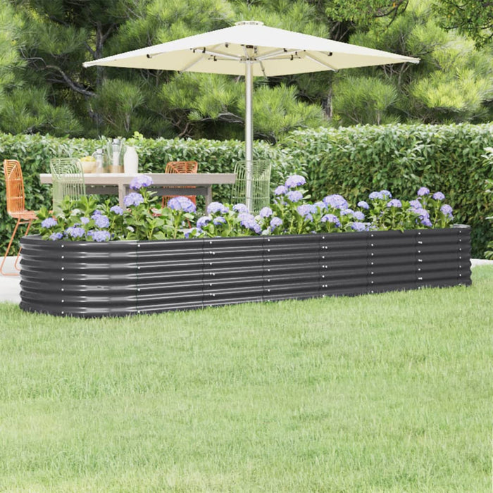 Garden Raised Bed Powder-Coated Steel 296X80X36 Cm Anthracite Tonkxl