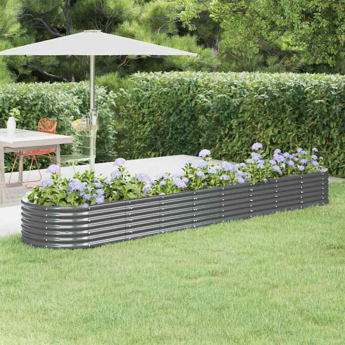 Garden Raised Bed Galvanised Steel 368X80X36 Cm Anthracite Tonkto