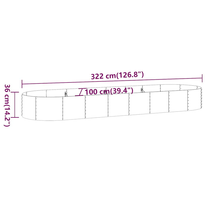 Garden Raised Bed Galvanised Steel 322X100X36 Cm Anthracite Tokbbo