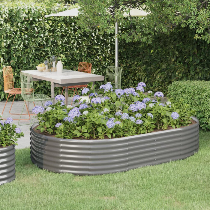 Garden Raised Bed Galvanised Steel 214X140X36 Cm Grey Tokbxa