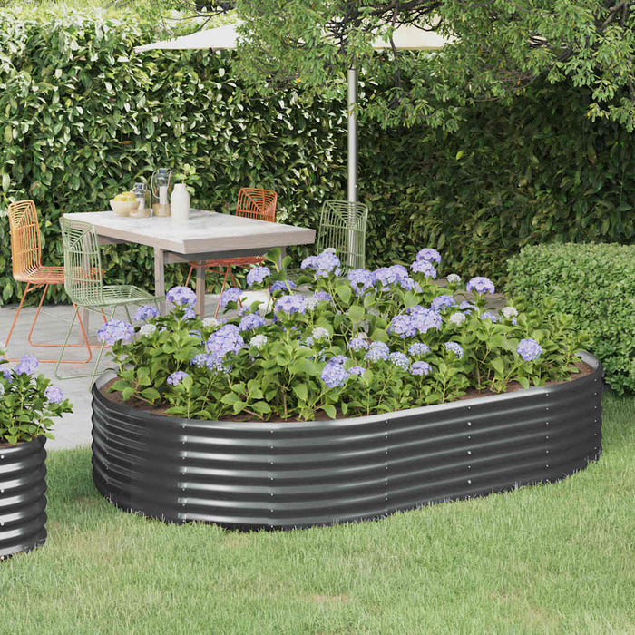 Garden Raised Bed Galvanised Steel 214X140X36 Cm Anthracite Tokbxl