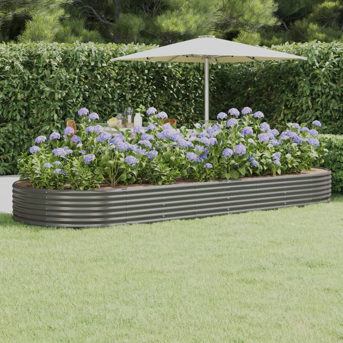 Garden Raised Bed Galvanised Steel 373X140X36 Cm Grey Tokbta
