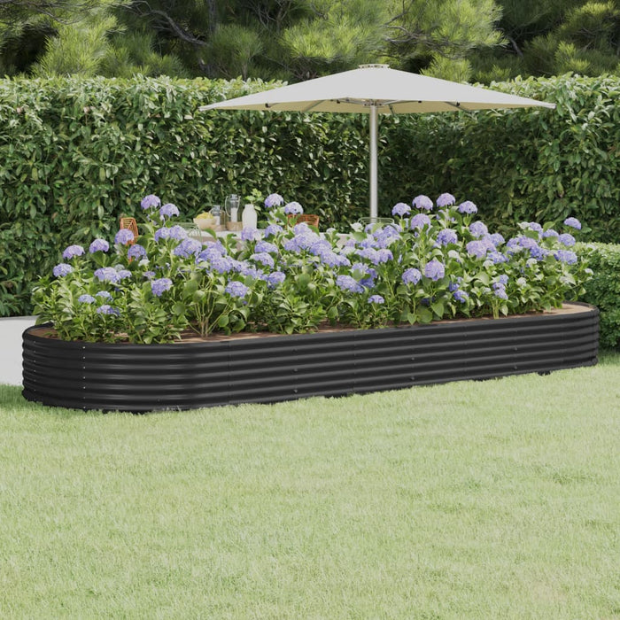 Garden Raised Bed Galvanised Steel 373X140X36 Cm Anthracite Tokbtl