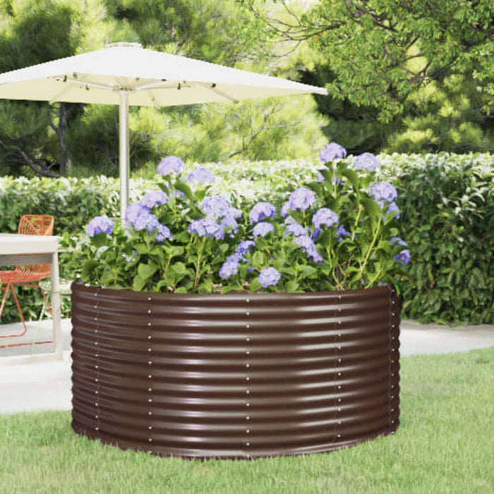 Garden Raised Bed Brown 140X140X68 Cm Galvanised Steel Tokbkb