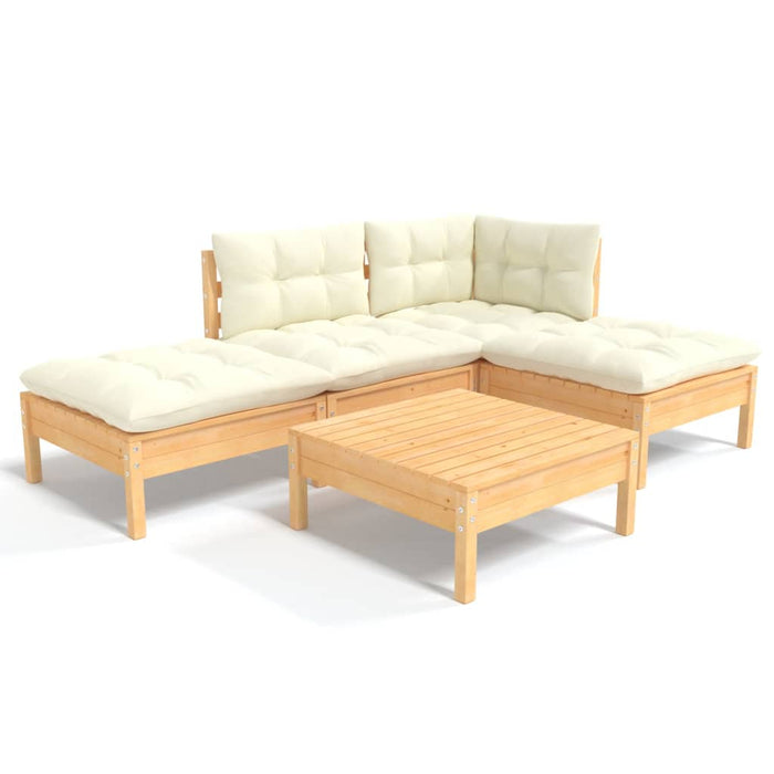 5 Piece Garden Lounge Set With Cream Cushions Pinewood Tbklxkx