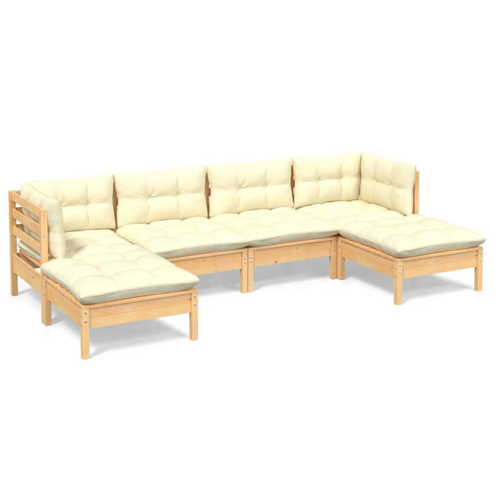 6 Piece Garden Lounge Set With Cream Cushions Pinewood Tbkibik