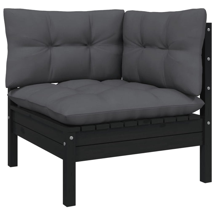 6 Piece Garden Lounge Set With Cushions Black Pinewood Tbkibnt