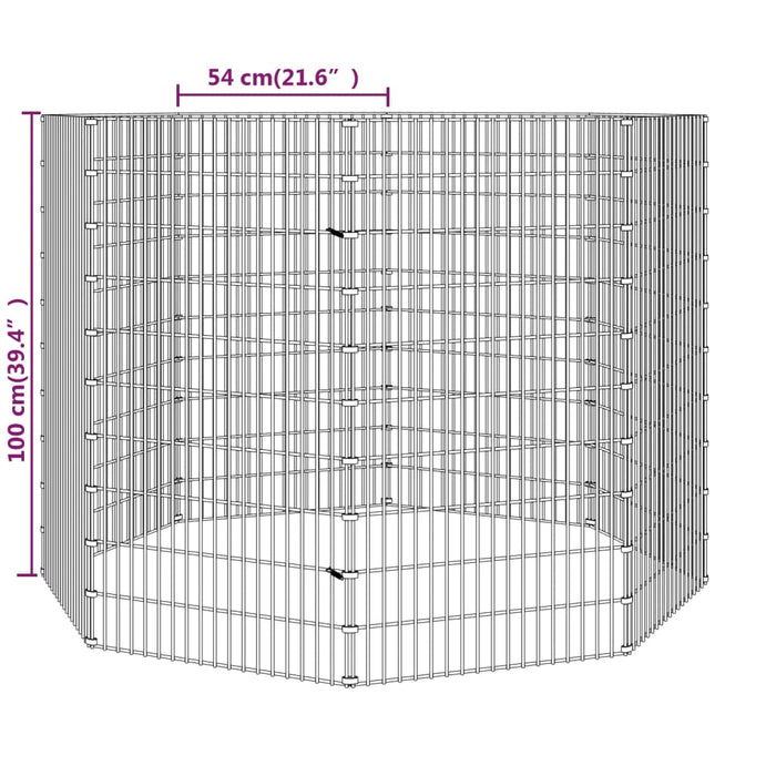 Free Range Animal Enclosure 8-Panel 54X100 Cm Galvanised Iron Oiopnx