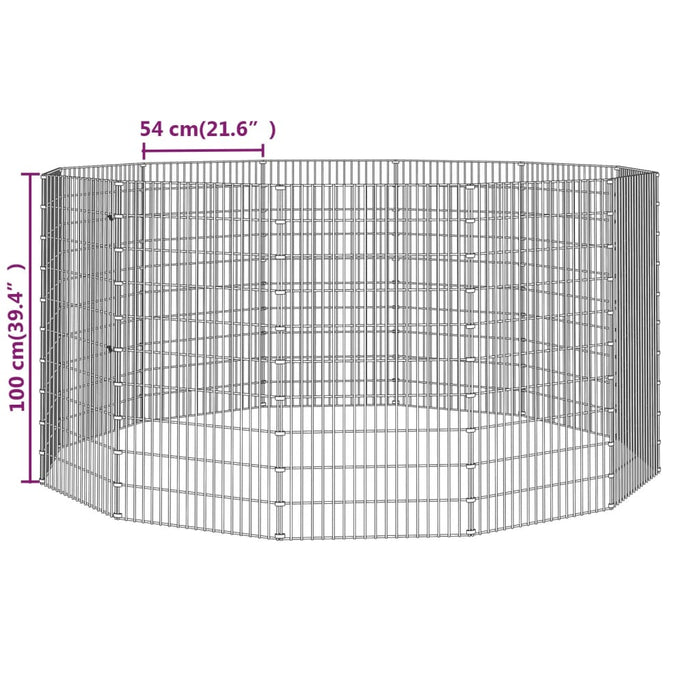 Free Range Animal Enclosure 12-Panel 54X100 Cm Galvanised Iron Oiopna