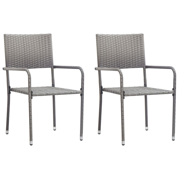 Garden Dining Chairs 2 Pcs Stackable Grey Poly Rattan Toniok