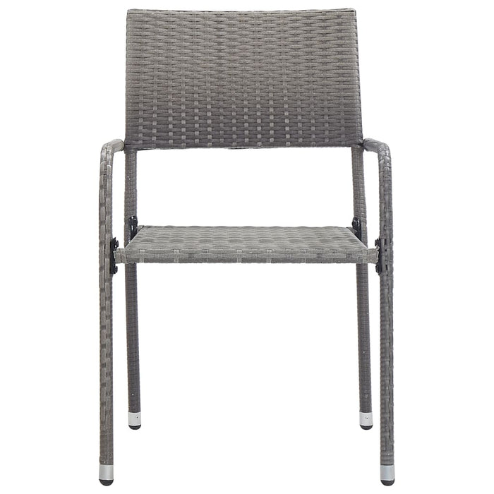 Garden Dining Chairs 2 Pcs Stackable Grey Poly Rattan Toniok