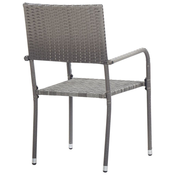 Garden Dining Chairs 2 Pcs Stackable Grey Poly Rattan Toniok