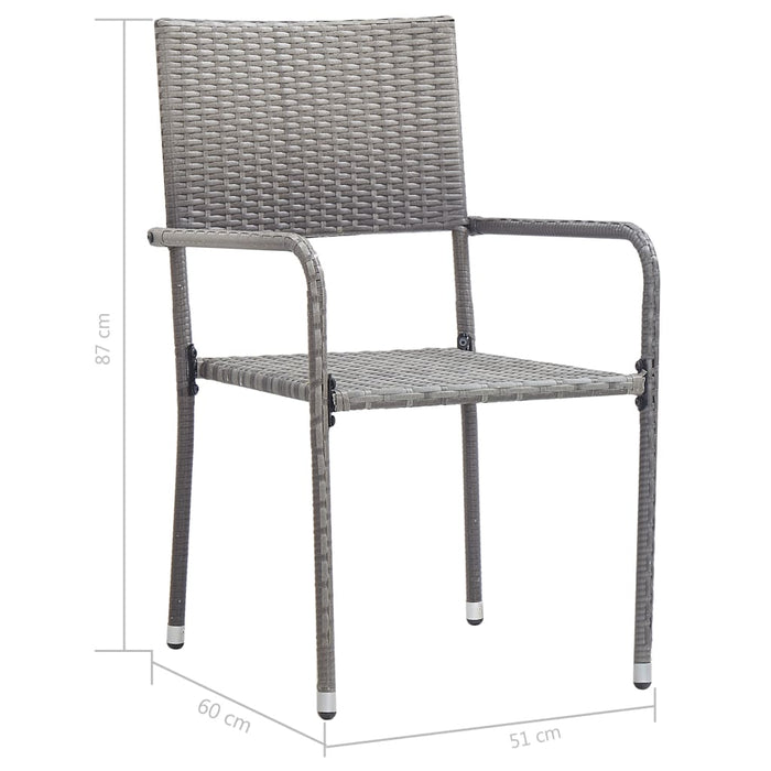 Garden Dining Chairs 2 Pcs Stackable Grey Poly Rattan Toniok