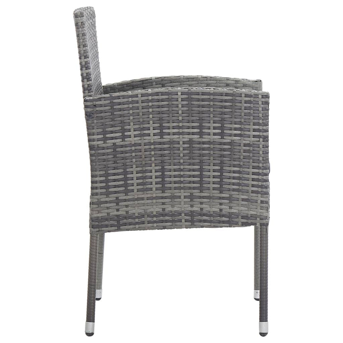 Garden Chairs With Dark Grey Cushions 2 Pcs Grey Poly Rattan Tonixp