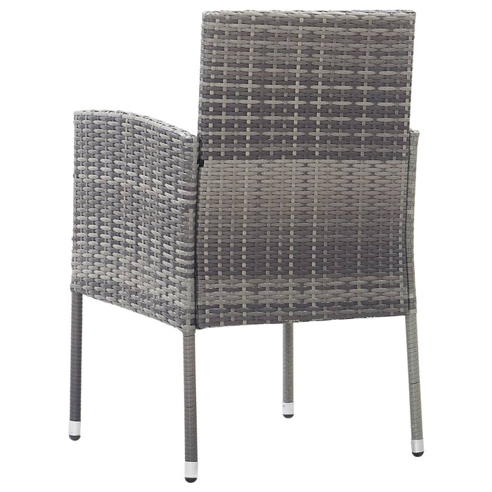 Garden Chairs With Dark Grey Cushions 2 Pcs Grey Poly Rattan Tonixp