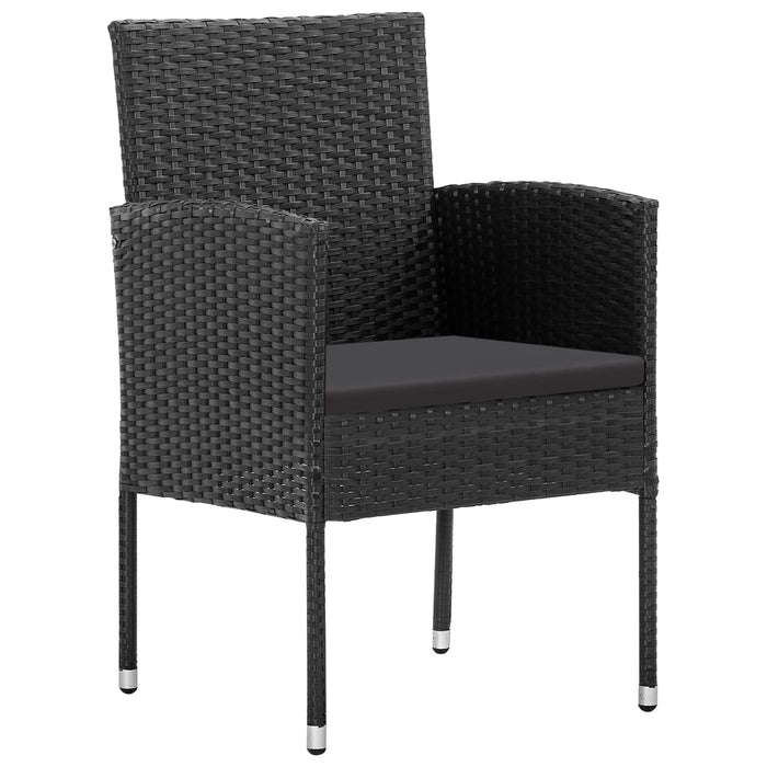 Garden Chairs With Black Cushions 2 Pcs Black Poly Rattan Tonixl