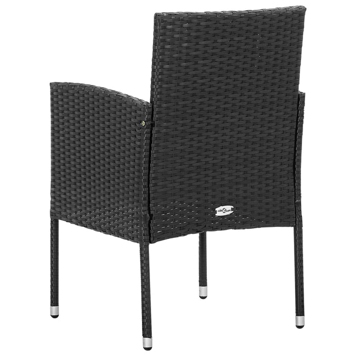 Garden Chairs With Black Cushions 2 Pcs Black Poly Rattan Tonixl