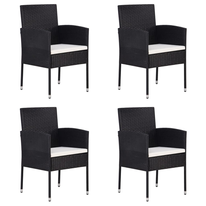 Garden Chairs With Cream White Cushions 4 Pcs Black Poly Rattan Tonixi