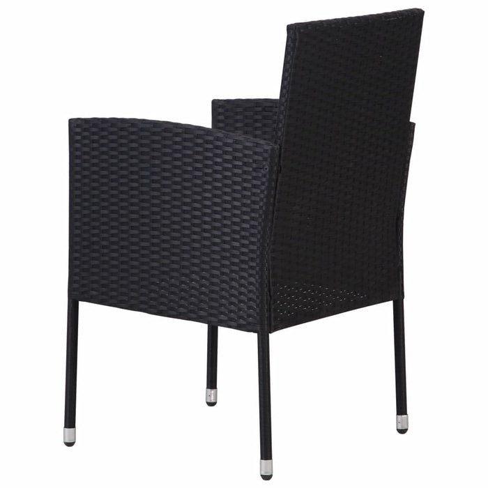 Garden Chairs With Cream White Cushions 4 Pcs Black Poly Rattan Tonixi