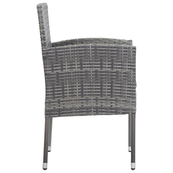 Garden Chairs With Dark Grey Cushions 4 Pcs Grey Poly Rattan Tonixn