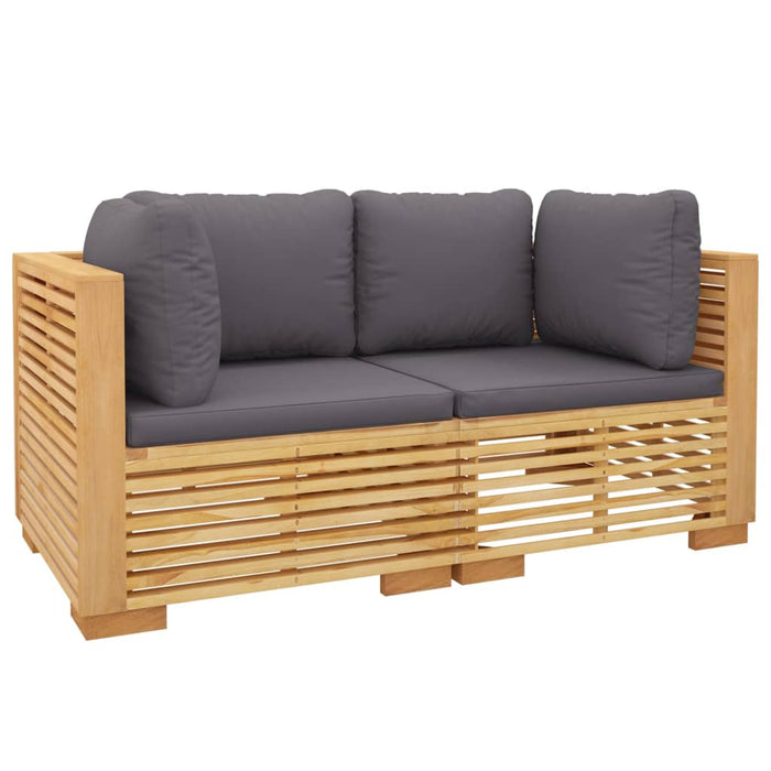 Garden Corner Sofas With Cushions 2 Pcs Solid Wood Teak Tobbnla