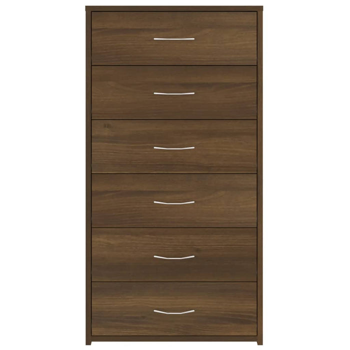 Sideboard With 6 Drawers Brown Oak 50X34X96 Cm Engineered Wood Noptlp