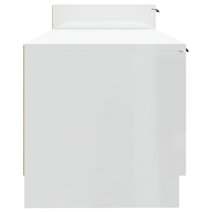 Tv Cabinet Glossy Look White 158.5X36X45 Cm Engineered Wood Nooakb