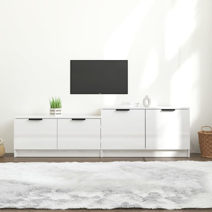 Tv Cabinet Glossy Look White 158.5X36X45 Cm Engineered Wood Nooakb
