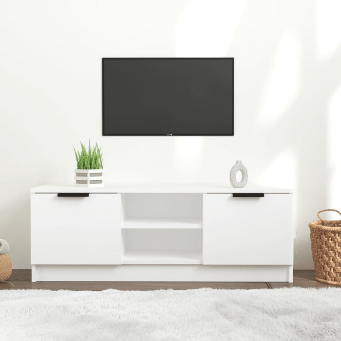 Tv Cabinet White 102X35X36.5 Cm Engineered Wood Noopoo